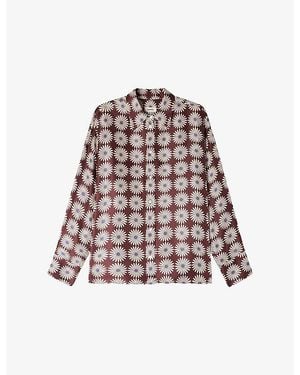 Sandro Floral-Print Long-Sleeved Silk Shirt - Multicolour
