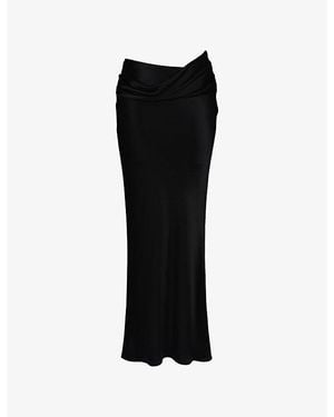 House Of Cb Beau Satin Draped Maxi Skirt Xs (A-C Cup) - Black