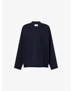 Dissh Flint V-Neck Cotton-Wool Knit Jumper - Blue