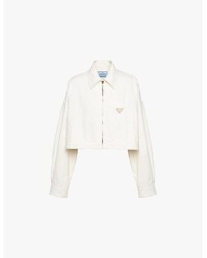 Prada Triangle Denim Jacket - White