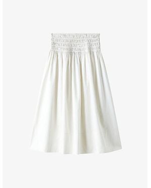JOSEPH Leonie Shirred-Waist Cotton Midi Skirt - White