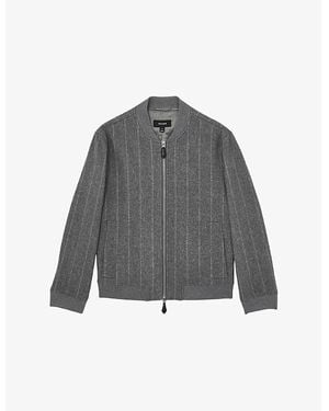 Reiss Baddow Zip-Up Striped Wool-Blend Bomber Jacket - Gray