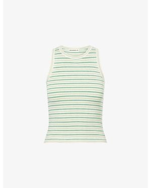 ADANOLA Stripe-Print Ribbed-Knit Top - Green
