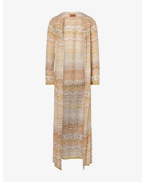 Missoni Sequinned Lamé Metallic-Knit Maxi Cardigan - Natural