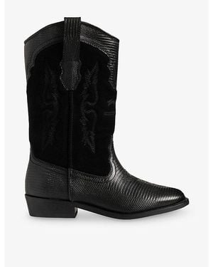Zadig & Voltaire Tex Leather Western Boots - Black