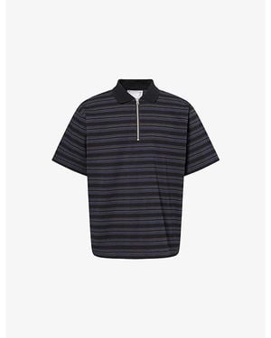 Sacai Horizontal Stripe Cotton T-Shirt - Blue