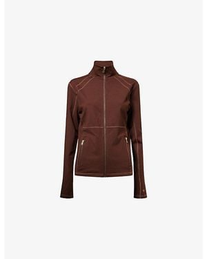 Now You Live Clayton High-Neck Stretch-Jersey Jacket - Brown