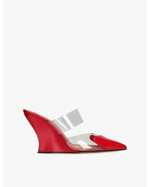 Alaïa Le Coeur 90 Patent-Leather And Pvc Wedge Mules - Red
