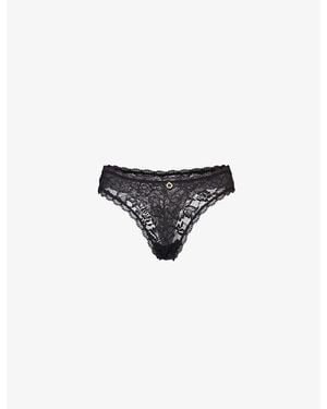 Aubade Rosessence Mid-Rise Stretch-Lace Tanga Briefs - Black
