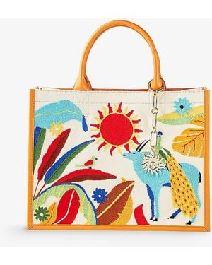 Sandro X Louis Barthélemy Embroidered-kasbah Cotton Tote Bag - White