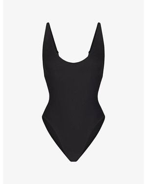 Skims Signature Swim Scoop-Neck Swimsuit - Black