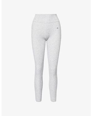 ADANOLA Ribbed High-Rise Stretch Wool-Blend Leggings - White