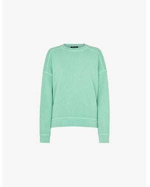 Whistles Contrast-Stitch Relaxed-Fit Cotton Sweatshirt - Green
