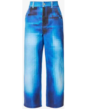 Loewe Pixel Wide-leg Mid-rise Jeans - Blue