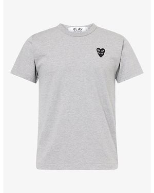 COMME DES GARÇONS PLAY Small Double Heart Cotton-Jersey T-Shirt - Grey