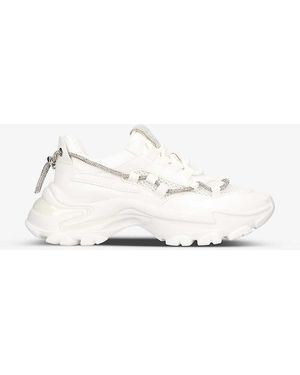 Steve Madden Miracles Rhinestone-embellished Chain Faux-leather Trainers - Natural