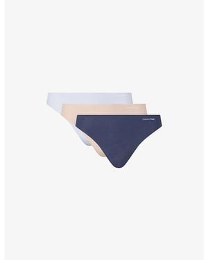 Calvin Klein Invisibles Pack Of Three Jersey Thongs - Blue