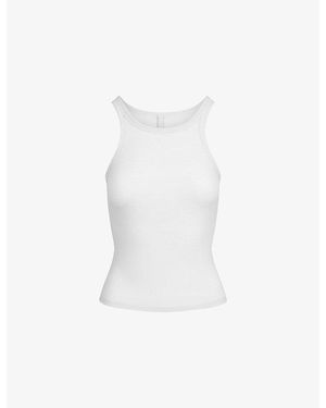 Skims Sheer Rib Cotton-Blend Tank Top - White
