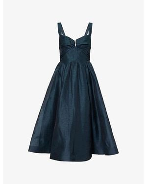 Zimmermann Rebellion Drape Linen And Silk Midi Dress - Blue