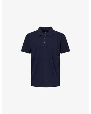PAIGE Demille Cotton-Knit Polo Top - Blue