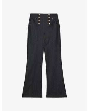 Reiss Skylar Flared-Leg High-Rise Stretch-Denim Jeans - Black