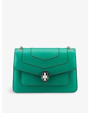 BVLGARI Forever Snake-Clasp Leather Cross-Body Bag - Green