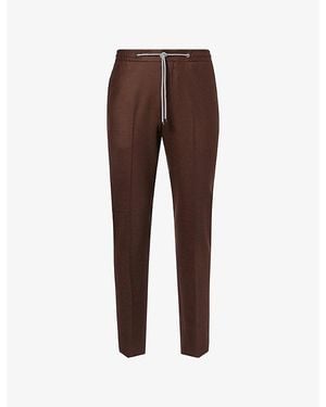 Corneliani Drawstring Straight-Leg Wool-Blend Trousers - Brown