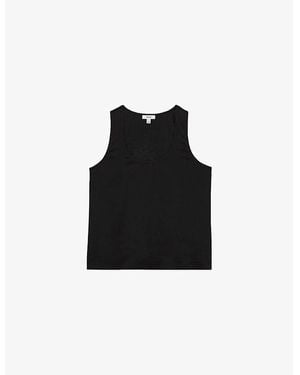 Reiss Ruby Sleeveless Stretch-Silk Top - Black