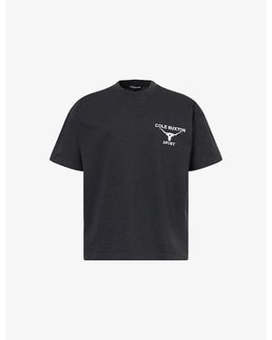 Cole Buxton Longhorn Brand-Print Cotton T-Shirt - Black