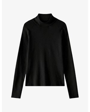 JOSEPH Lola High-Neck Long-Sleeve Silk Top - Black