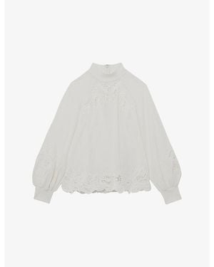 Reiss Rae Broderie-Anglaise Woven Blouse - White