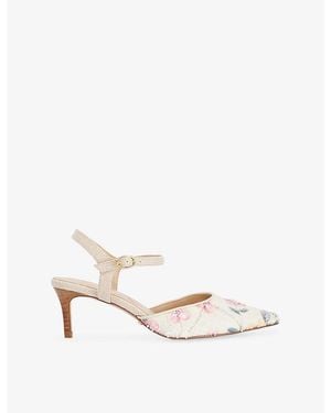 Dune Cultivated Floral Open Woven Courts - White