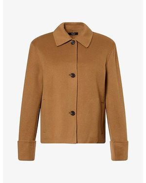 Theory Wide-Cuff Wool-Blend Jacket - Brown