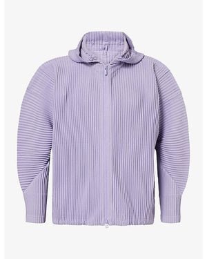 Homme Plissé Issey Miyake July Pleated Knitted Hoody - Purple