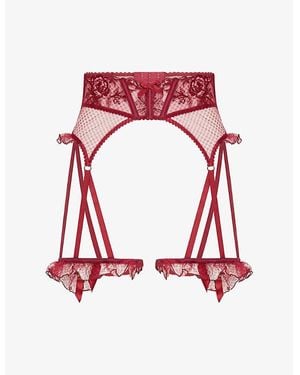 Agent Provocateur Rosia Lace Suspenders - Red