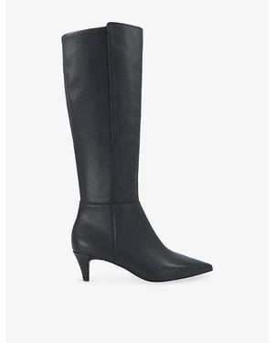 Dune Shasa Leather Heeled Knee-High Boots - Black