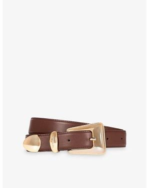 The Kooples Western-Buckle Leather Belt - Brown