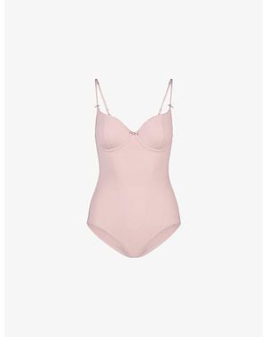 Skims Vintage Shapewear Unlined Demi Jersey Bodysuit - Pink