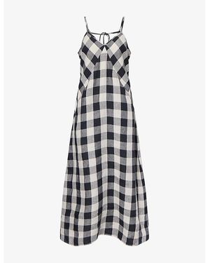Barbour Maya Check-Print Linen Midi Dress - Multicolour