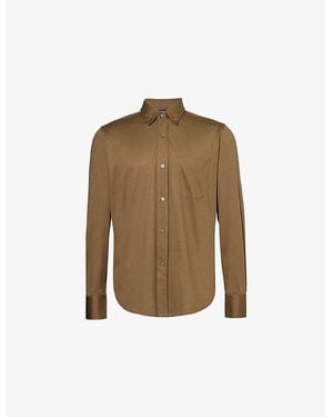 Tom Ford Button Down-Collar Slim-Fit Silk And Cotton Shirt - Brown