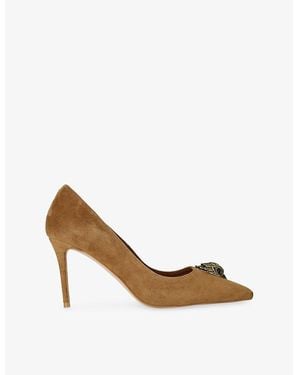 Kurt Geiger Belgravia Eagle Heeled Suede Courts - Natural