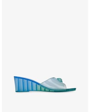 Kurt Geiger Maddison Vinyl Wedge Mules - Blue