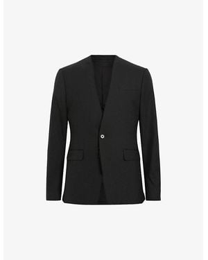 AllSaints Wren Raw-Edge Slim-Fit Collarless Stretch-Woven Blazer - Black