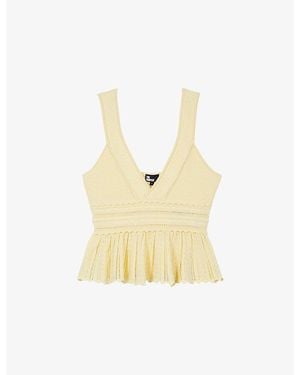 The Kooples V-Neck Slim-Fit Knitted Top - Metallic