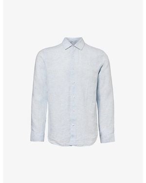 Orlebar Brown Giles Long-Sleeve Regular-Fit Linen Shirt - Blue