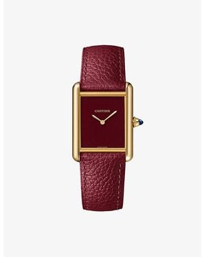 Cartier Crwgta0272 Tank Louis Large 18Ct- And Leather Mechanical Watch - Red