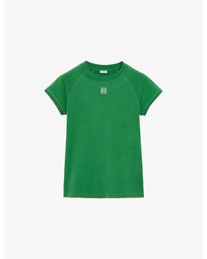 Loewe Logo-Embroidered Slim-Fit Knitted T-Shirt - Green