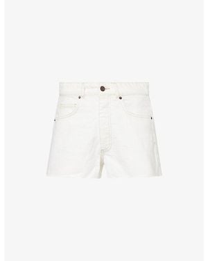 ME+EM Classic Cut Off Cotton Denim Shorts - White