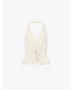 PAIGE Alysha Halter-Neck Silk-Blend Top - White