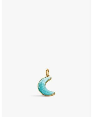 Monica Vinader Crescent Moon 18K-Plated Vermeil Sterling- And Amazonite Pendant Charm - Blue